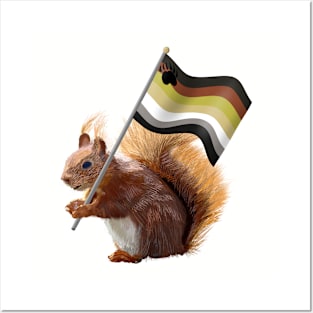 A Red Squirrel with a Gay Bear Pride Flag Posters and Art